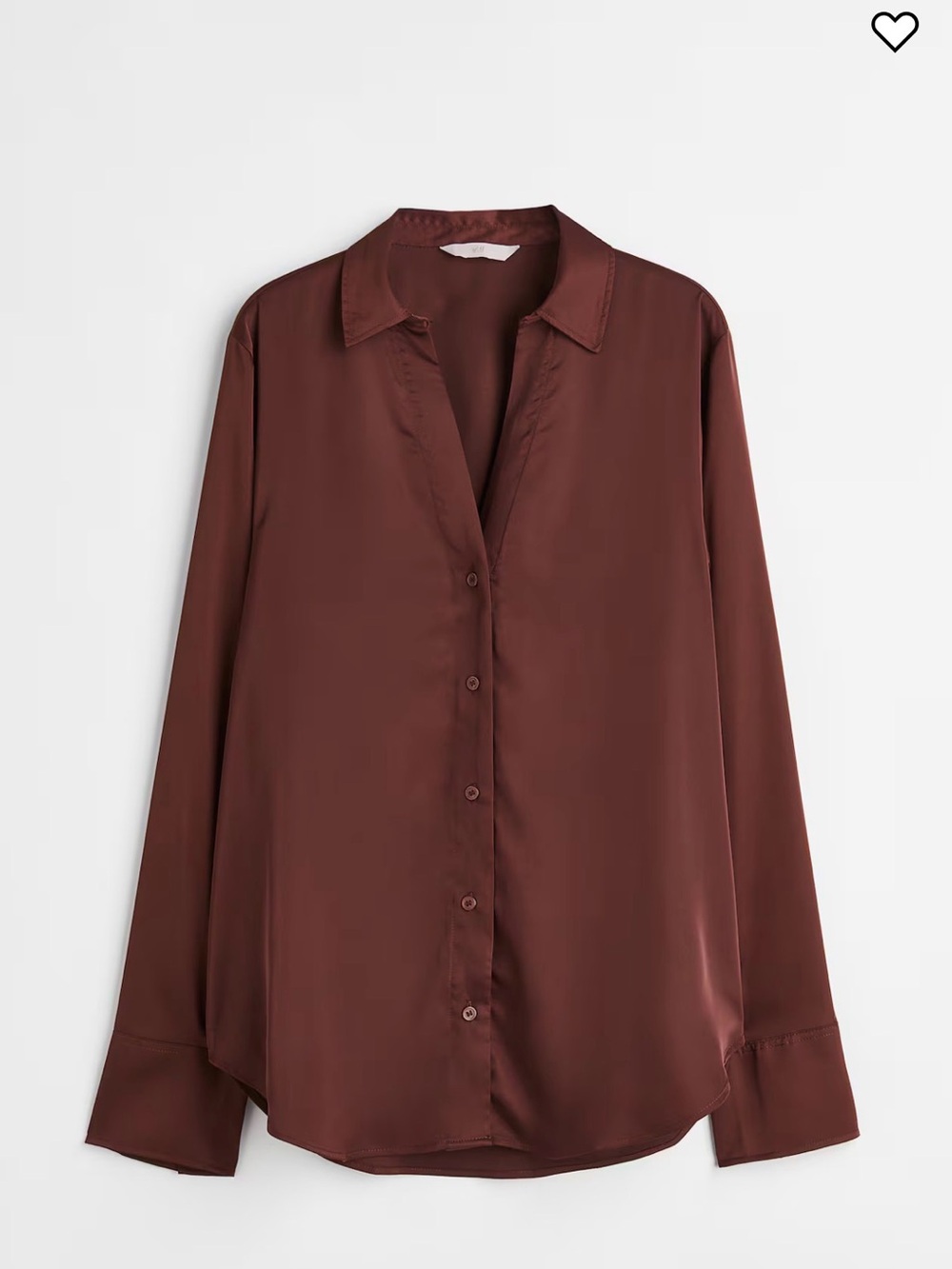 H&M Satin Button-Front Blouse - Chocolate Brown